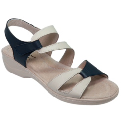 Bay navy/beige leather