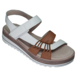 Barbara white/tan leather