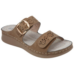 Gail khaki taupe twin-adjustable comfort slides